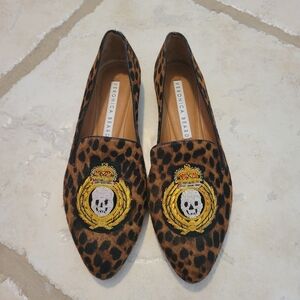 Veronica Beard Embroidered Leopard Flats